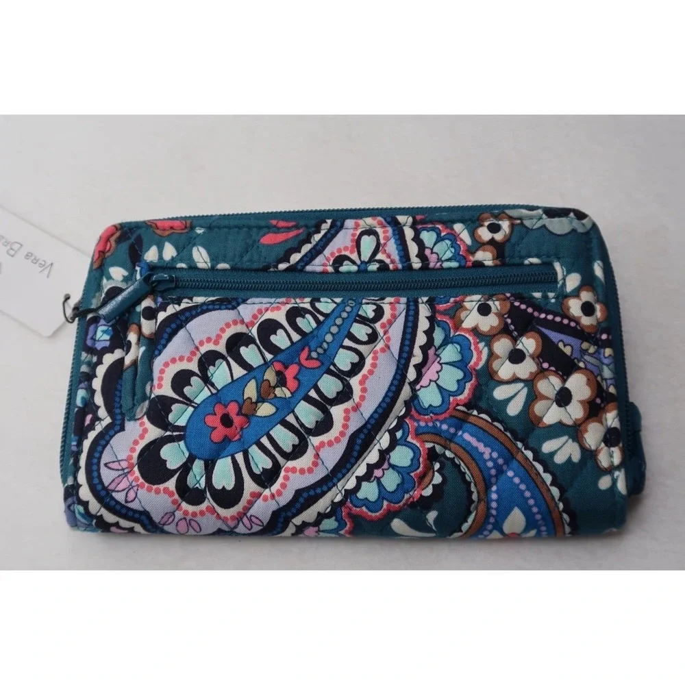 Vera Bradley RFID Turnlock Wallet Haymarket Paisley Jewel Quilted Zip Floral NWT